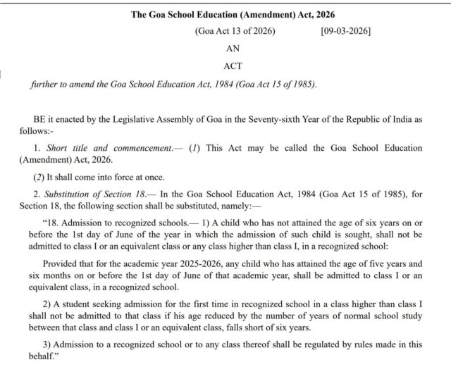 Govt notifies law fixing minimum age of six for Class I admissions