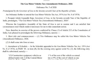Goa revises tax for construction equipment vehicles