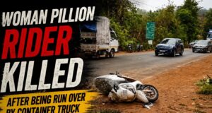 Woman pillion rider killed after being run over by container truck at Borim in hit-and-run accident