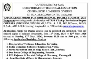 DTE invites applications for professional degree courses for 2026-27