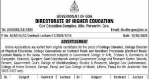 Higher Education Dept invites applications for 116 contract and 99 lecture basis posts
