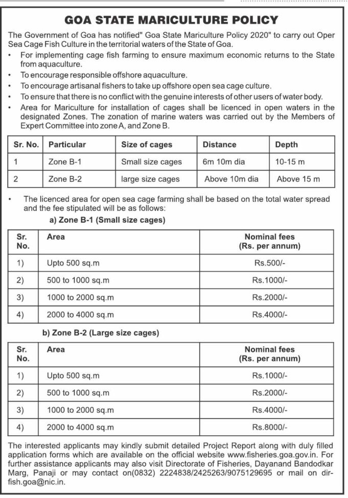 Fisheries Dept invites applications for open sea cage fish farming