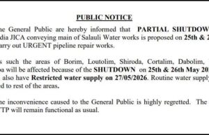 Salauli pipeline repair to disrupt water supply in parts of Goa from May 25 to 27