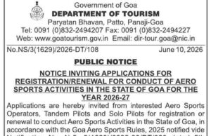 Tourism Department invites registrations for aero sports activities in Goa