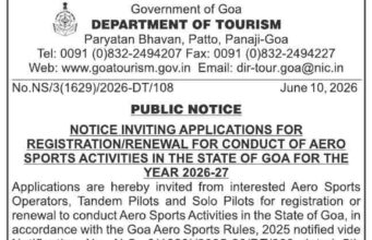 Tourism Department invites registrations for aero sports activities in Goa