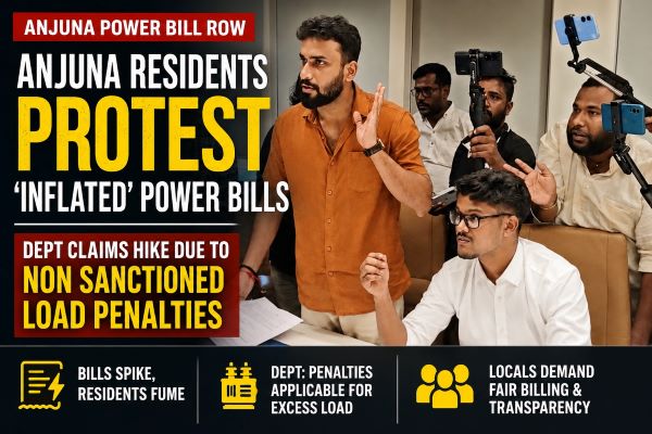 Anjuna residents protest ‘inflated’ power bills; Dept claims hike due to non sanctioned load penalties