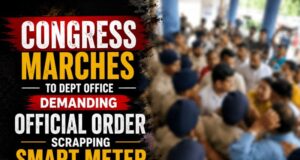 Congress marches to Dept office demanding official order scrapping smart meter project