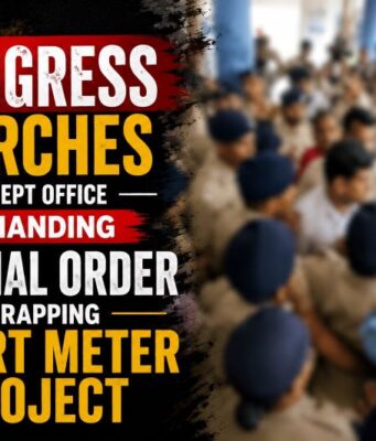 Congress marches to Dept office demanding official order scrapping smart meter project