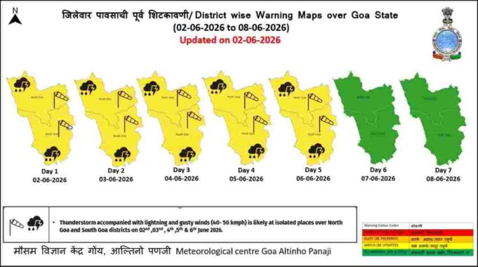 IMD issues yellow alert for Goa from June 3 to 6