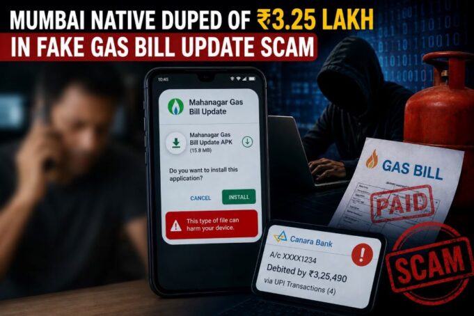 Mumbai native duped of ₹3.25 lakh in fake gas bill update scam