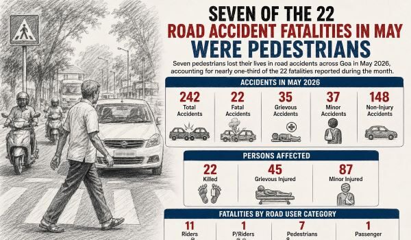 Pedestrians account for one-third of Goa’s road accident fatalities in May