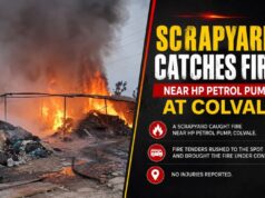 Scrapyard catches fire near HP Petrol Pump at Colvale