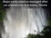 Major water pipeline damaged after car crashes into it at Kansa, Thivim