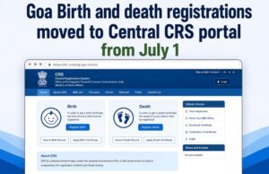 Goa Birth and death registrations moved to Central CRS portal from July 1