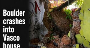 Boulder crashes into Vasco house after landslide; no injuries