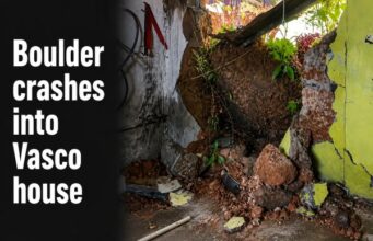 Boulder crashes into Vasco house after landslide; no injuries