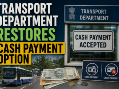 Transport Department restores cash payment option