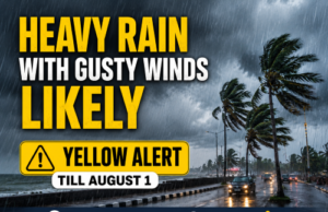 Heavy rain with gusty winds likely; Yellow alert till August 1