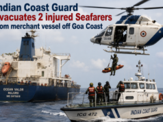 Indian Coast Guard evacuates 2 injured Seafarers from merchant vessel off Goa Coast