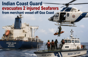 Indian Coast Guard evacuates 2 injured Seafarers from merchant vessel off Goa Coast