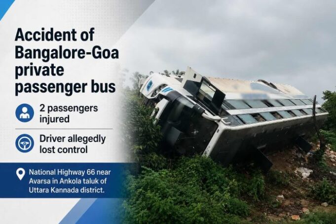 Bangalore–Goa private bus overturns on NH-66; two passengers injured