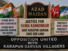 Opposition rallies behind Rama Kankonkar, Karapur-Sarvan villagers at Azad Maidan