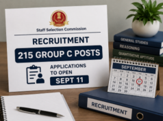 Staff Selection Commission announces recruitment for 215 Group C posts; applications to open Sept 11