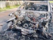 Scooterist injured after Mercedes crash at Sancoale; vehicle goes up in flames