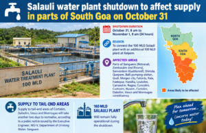 Salauli water plant shutdown to affect supply in parts of South Goa on October 31