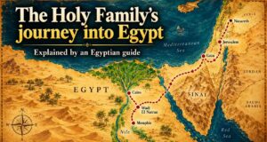 Egyptian guide explaining the Sacred Route Taken by Jesus, Mary and Joseph into Egypt.