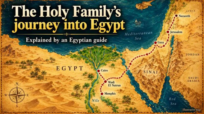 Egyptian guide explaining the Sacred Route Taken by Jesus, Mary and Joseph into Egypt.